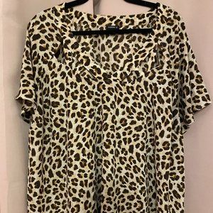 Torrid Cheetah Print Short Sleeve Top with Neckline Cutouts